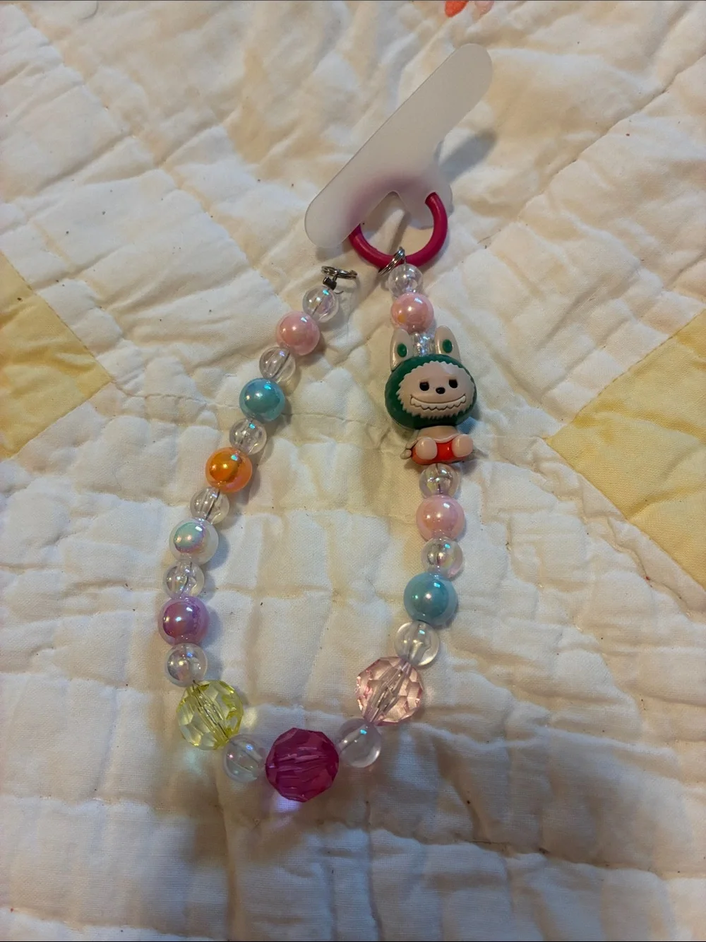 NWT’s- Cute Beaded Green Bunny Monster Keychain in Pastel Colors